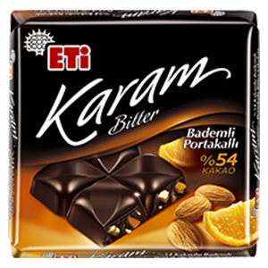 ETİ KARAM BITTER CHOCOLATE WITH 54% COCOA AND ORANGE & ALMONDS