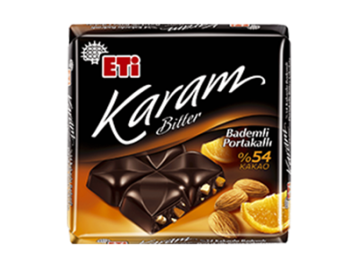 ETİ KARAM BITTER CHOCOLATE WITH 54% COCOA AND ORANGE & ALMONDS