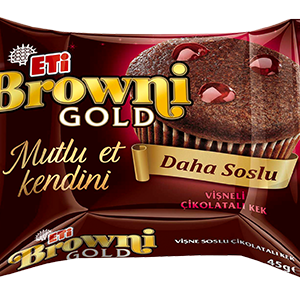 ETİ BROWNI GOLD CHOCOLATE CAKE WITH SOUR CHERRY SAUCE