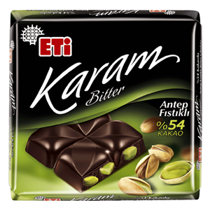 ETİ KARAM BITTER CHOCOLATE WITH 54% COCOA AND PISTACHIO