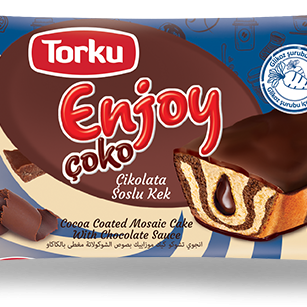 TORKU ENJOY ÇOKO COCOA COATED MOSAIC CAKE WITH CHOCOLATE SAUCE